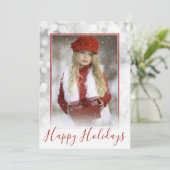 Aangepaste serie Foto Silver Bokeh Red Kerstmis Feestdagenkaart (Staand voorkant)