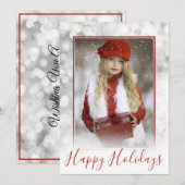 Aangepaste serie Foto Silver Bokeh Red Kerstmis Feestdagenkaart (Voorkant / Achterkant)