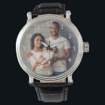 Aangepaste serie foto witte cijfers horloge<br><div class="desc">Maak van een familiefoto een schattige kluis die hij elke dag kan gebruiken. Dit horloge kenmerkt eenvoudige witte sans serif aantallen die ruimte voor uw favoriete foto omringen. Vervang het afbeelding van het monster gemakkelijk door uw eigen.</div>