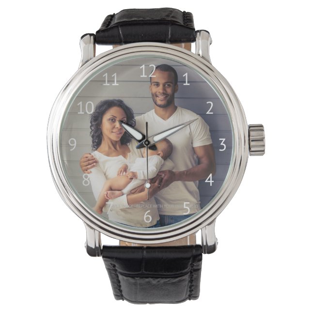 Aangepaste serie foto witte cijfers horloge (Voorkant)