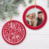 Aangepaste serie foto's alleen: kalm kerstrood keramisch ornament