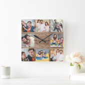 Aangepaste serie foto's collage bijtend modern hou vierkante klok (Huis)