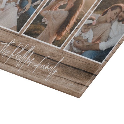 Aangepaste serie foto's Collage Rustic Wood Snijplank (Hoek)