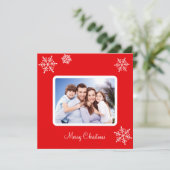Aangepaste serie foto's en sneeuwvlokken op rode k (Staand voorkant)
