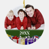 Aangepaste serie foto's kleurrijke kerstparcels keramisch ornament (Achterkant)