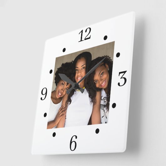 Aangepaste serie foto's vierkant wandklok (Hoek)