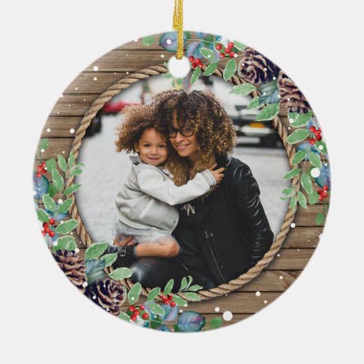 Aangepaste serie kerstfeestdagen keramisch ornament (Achterkant)