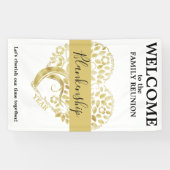 Aangepaste serie met gouden hartvorm - wit overzic spandoek (Horizontaal)