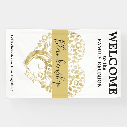 Aangepaste serie met gouden hartvorm - wit overzic spandoek (Horizontaal)