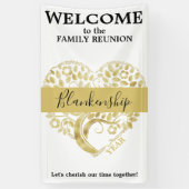 Aangepaste serie met gouden hartvorm - wit overzic spandoek (Verticaal)