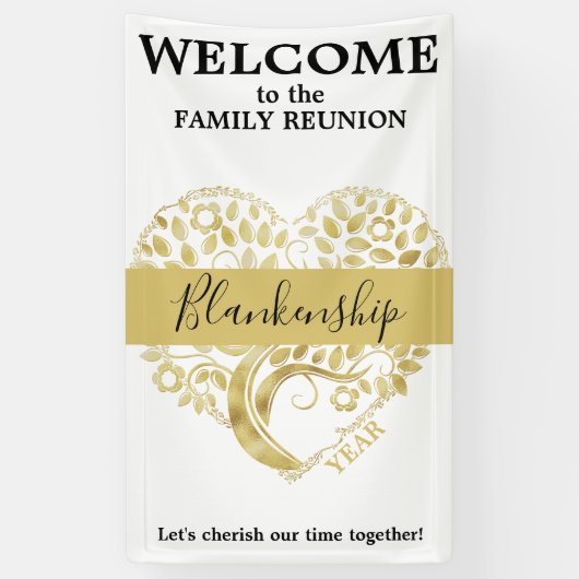 Aangepaste serie met gouden hartvorm - wit overzic spandoek (Verticaal)