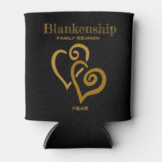 Aangepaste serie reünie Black Gold-gekoppelde hart Blikjeskoeler (Voorkant)