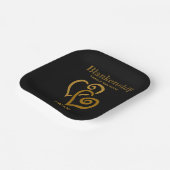 Aangepaste serie reünie Black Gold-gekoppelde hart Papieren Bordje (Gebogen)