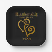 Aangepaste serie reünie Black Gold-gekoppelde hart Papieren Bordje (Voorkant)