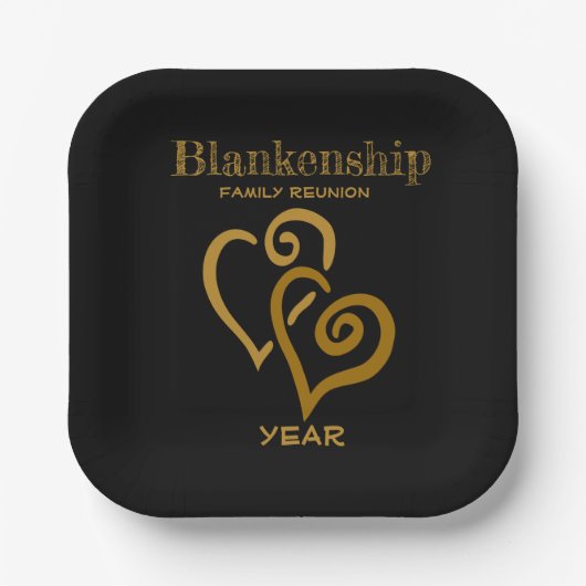 Aangepaste serie reünie Black Gold-gekoppelde hart Papieren Bordje (Voorkant)