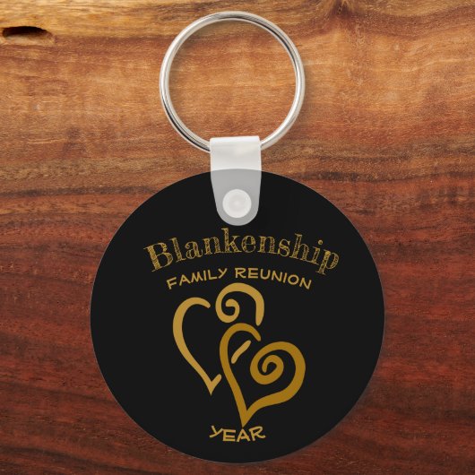 Aangepaste serie reünie Black Gold-gekoppelde hart Sleutelhanger (Voorkant)