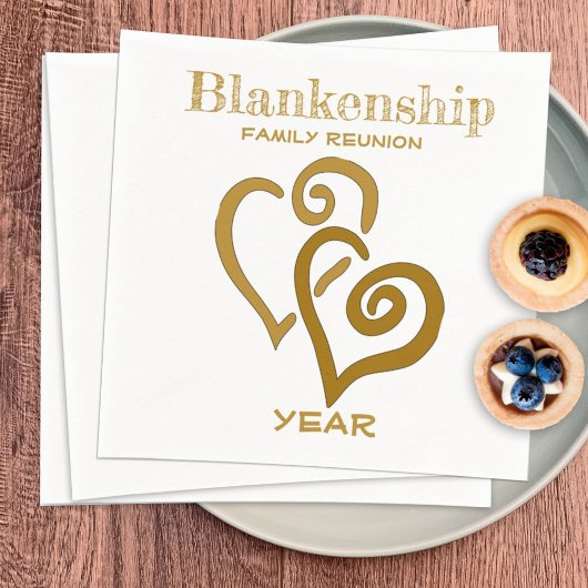 Aangepaste serie reunion Black Gold Linked Hearts Servet