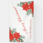 Aangepaste serie rode bloemen voor prettige kerstb spandoek (Verticaal)