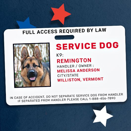 Aangepaste service Dog Photo-ID-kaart Badge