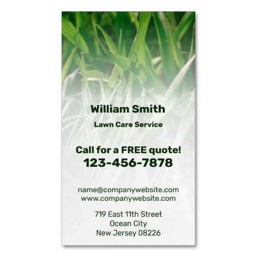Aangepaste Service Foto Groene Gazonverzorging Magnetisch Visitekaartje (Voorkant Verticaal)