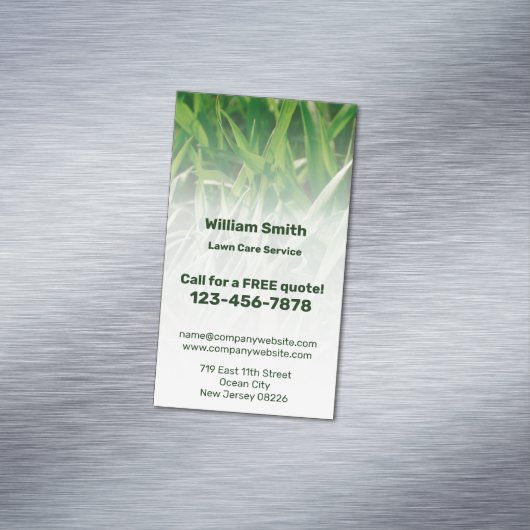 Aangepaste Service Foto Groene Gazonverzorging Magnetisch Visitekaartje (Voorbeeld)