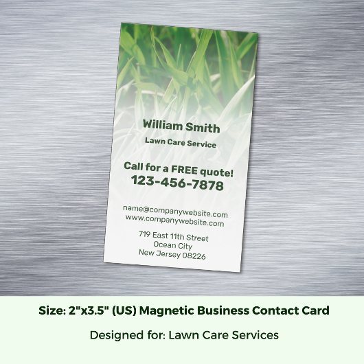 Aangepaste Service Foto Groene Gazonverzorging Magnetisch Visitekaartje