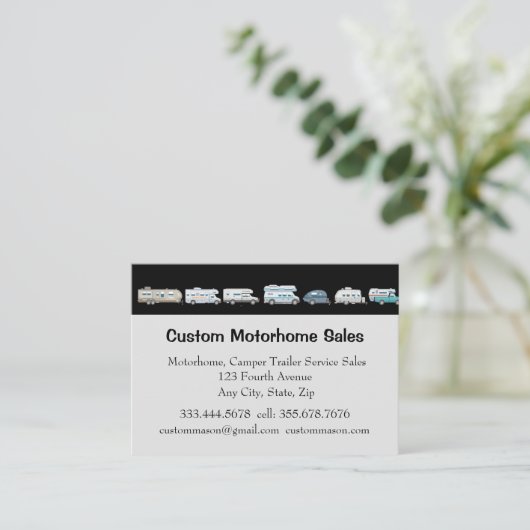 Aangepaste service voor de verkoop van kampeerwage visitekaartje (Staand voorkant)