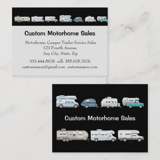 Aangepaste service voor de verkoop van kampeerwage visitekaartje (Voorkant / Achterkant)