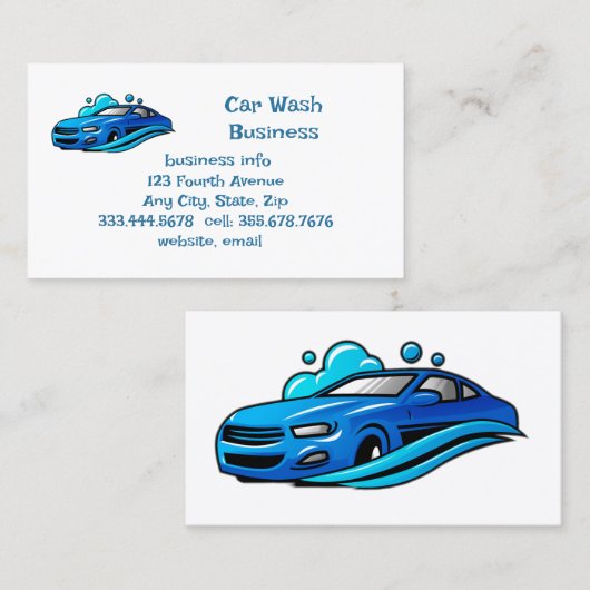 Aangepaste service voor waswagens visitekaartje (Voorkant / Achterkant)