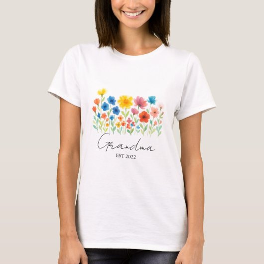 Aangepaste set. Jaar - Oma Wildflower T-shirt (Voorkant)