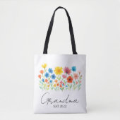 Aangepaste set. Jaar - Oma Wildflower Tote Bag (Voorkant)