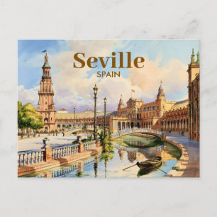 Aangepaste Sevilla Spanje Plaza de Espana Aquarel Briefkaart