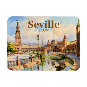 Aangepaste Sevilla Spanje Plaza de Espana Aquarel Magneet
