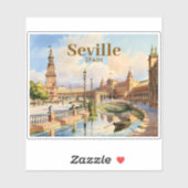 Aangepaste Sevilla Spanje Plaza de Espana Aquarel Sticker (Vel)