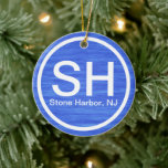 Aangepaste SH NJ Stone Harbour New Jersey Beach Keramisch Ornament<br><div class="desc">Gepersonaliseerde SH Stone Harbour New Jersey Beach Kerstversiering.   ^</div>
