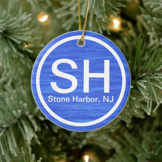 Aangepaste SH NJ Stone Harbour New Jersey Beach Keramisch Ornament (Boom)