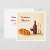 Aangepaste Shabbat Shalom vierkante kaart met fami (Voorkant / Achterkant)