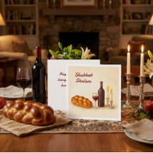 Aangepaste Shabbat Shalom vierkante kaart met fami