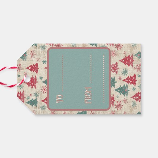 Aangepaste Shabby Chic Vintage kerstboom Cadeaulabel (Achterkant Horizontaal)