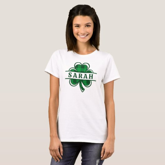 Aangepaste Shamrock naam Schattige Irish St Patric T-shirt (Voorkant volledig)