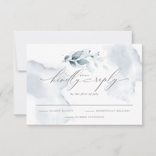 Aangepaste Shelby RSVP Waterverf Foliage Dusty Blu (Voorkant)