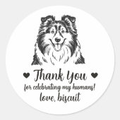 Aangepaste Sheltie-hond trouwcadeaustickers Ronde Sticker (Voorkant)