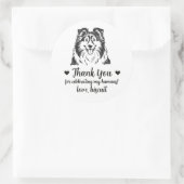Aangepaste Sheltie-hond trouwcadeaustickers Ronde Sticker (Tas)