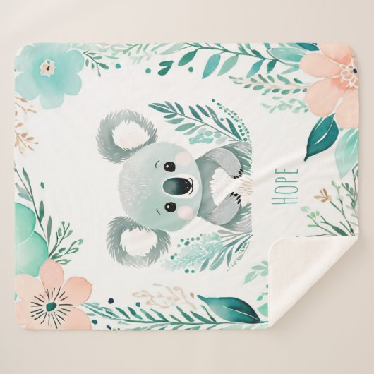 Aangepaste Sherpa Baby Deken - Boho Koala Design (Voorkant (horizontaal))
