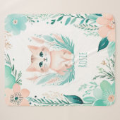Aangepaste Sherpa Babydeken - Boho Kitten Design Deken (Voorkant (horizontaal))