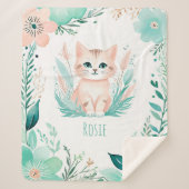 Aangepaste Sherpa Babydeken - Boho Kitten Design Sherpa Deken (Voorkant)