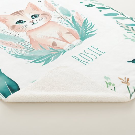 Aangepaste Sherpa Babydeken - Boho Kitten Design Sherpa Deken (3/4)