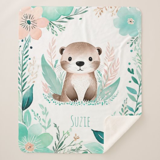 Aangepaste Sherpa Babydeken - Boho Otter Design Deken (Voorkant)