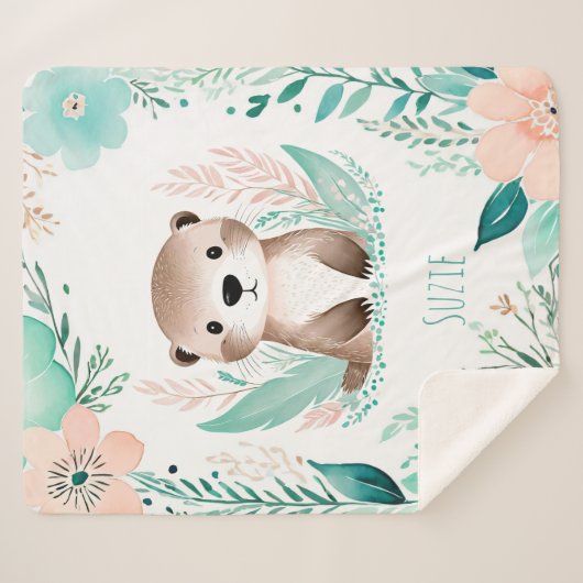 Aangepaste Sherpa Babydeken - Boho Otter Design Deken (Voorkant (horizontaal))