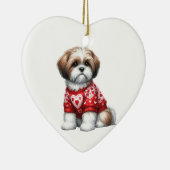 Aangepaste Shih Tzu Dog Fun Valentijn Keramisch Or Keramisch Ornament (Rechts)